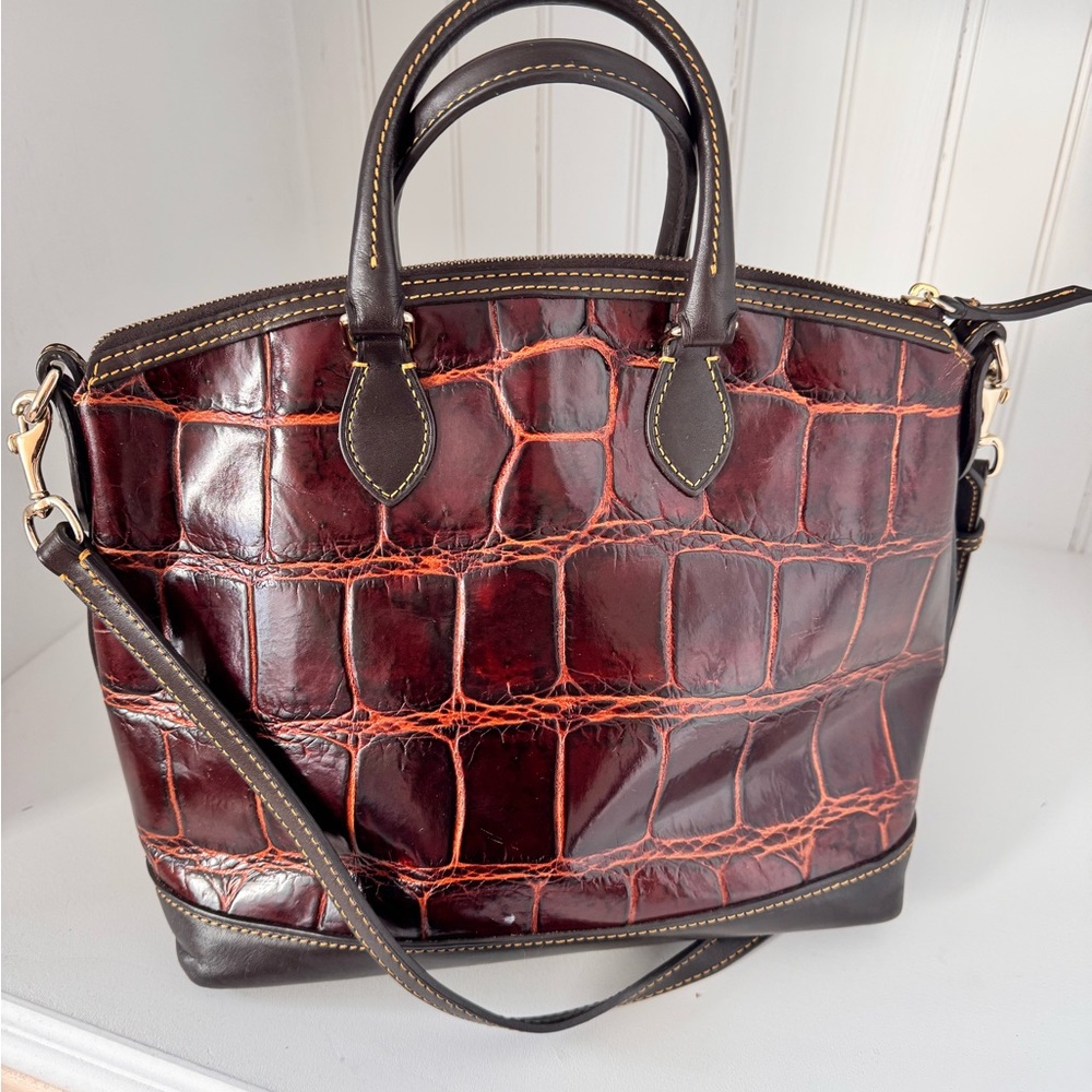 SOLD: Dooney & Bourke Croc-Embossed Leather Satchel - Picture 7 of 14